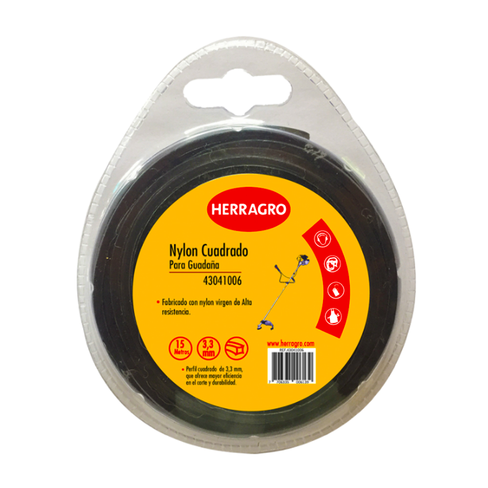 NYLON HERRAGRO CUADRADO 3.3 MM 15M NEGRO