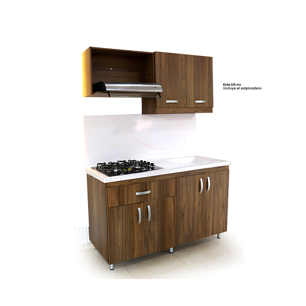 KIT COCINA 150X60 BLANCO+SAL+MEBLE SUP E INF AMBAR+CUBIER FIRPLAK