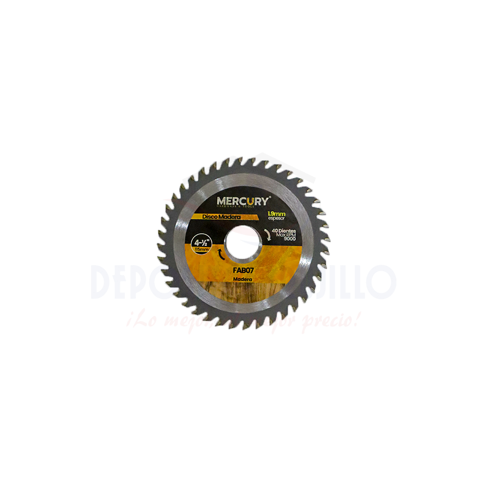 DISCO SIERRA P/MADERA 41/2" 40 DIENTES MERCURY