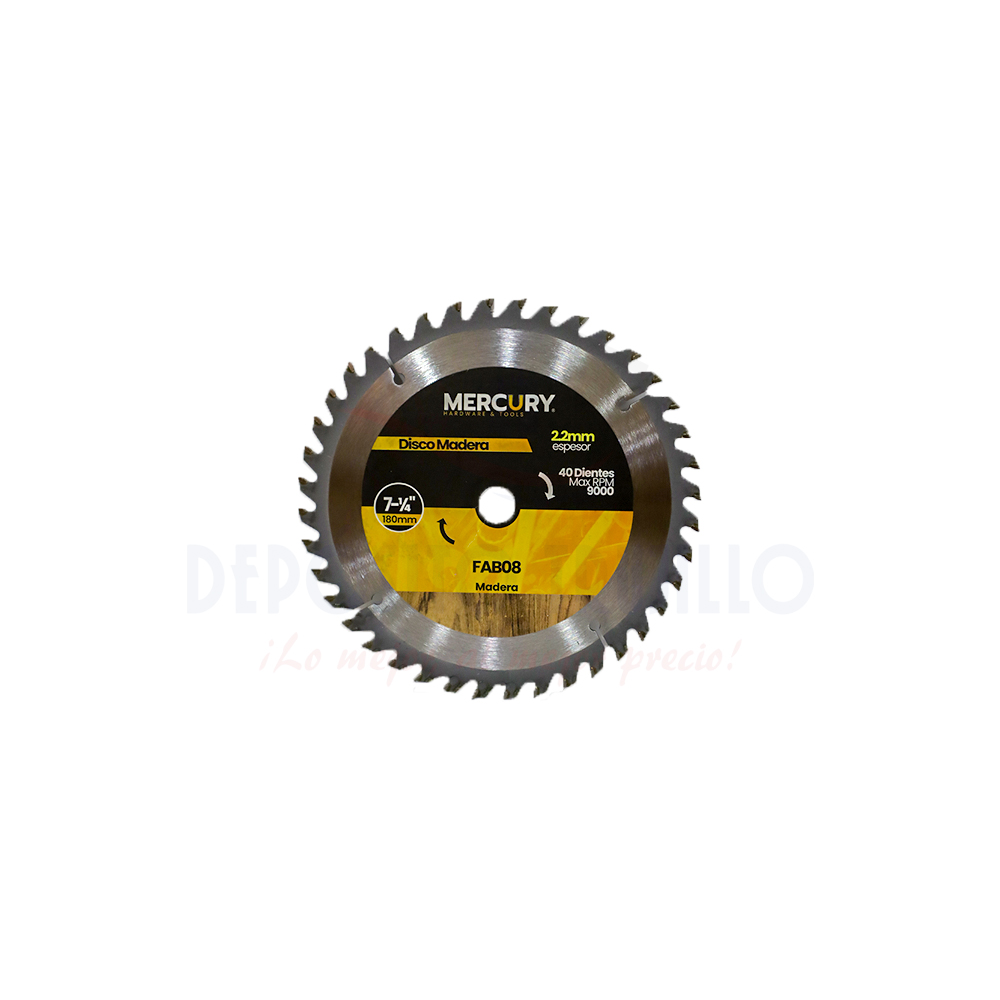 DISCO SIERRA P/MADERA 7" 40 DIENTES MERCURY