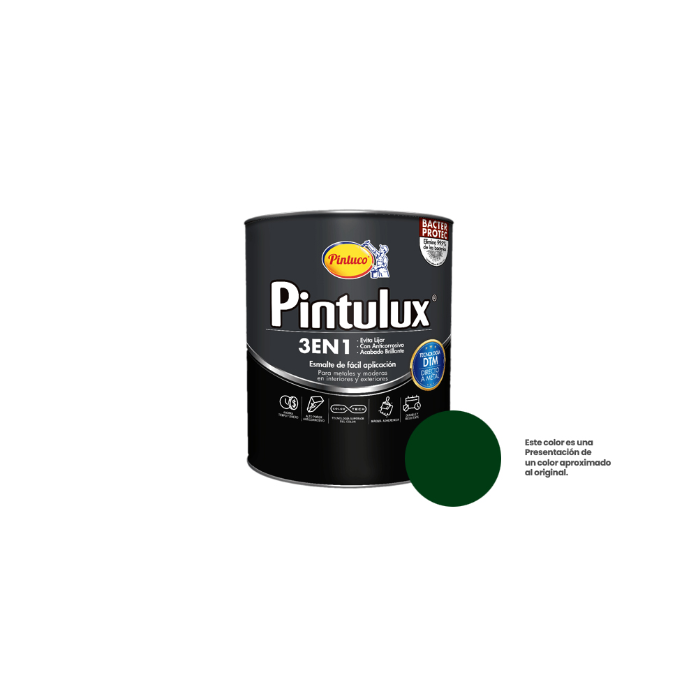 ESMALTE PINTULUX VERDE ESM 3EN1 X 1/4 53 4